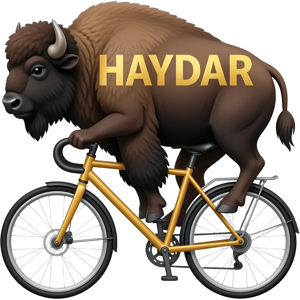 Bisiklet süren bizon ve altın HAYDAR yazısı emoji