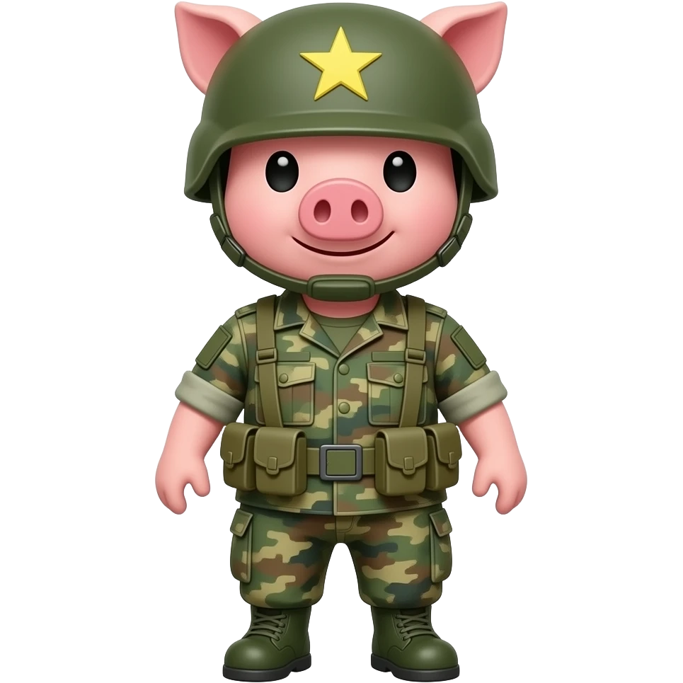 Pigs in army gear emoji