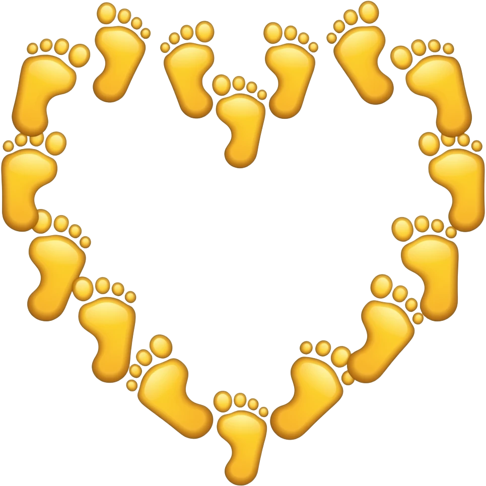heart that is just an outline made of the foot 🦶 emoji kind of like a wreath of feet emojis in yellow … foot emoji only emoji