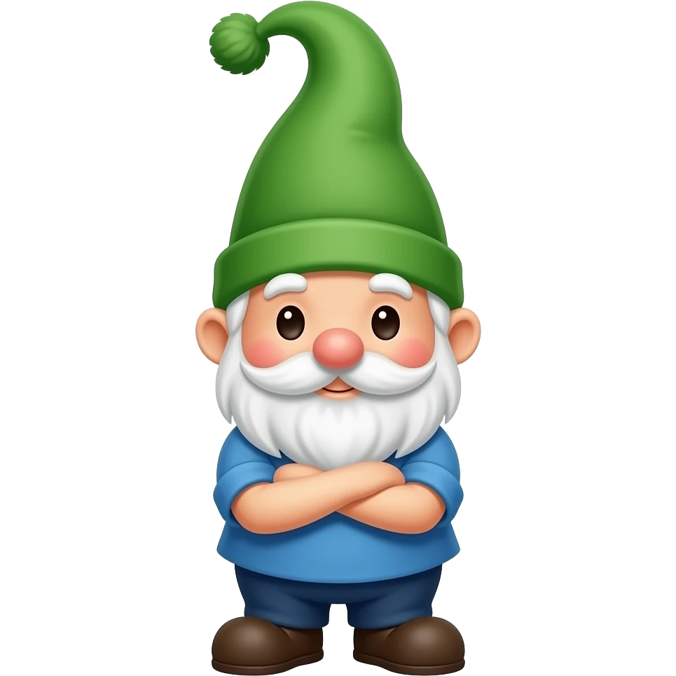 garden gnome, blue shirt, crossed arms, make it look more gnomy emoji