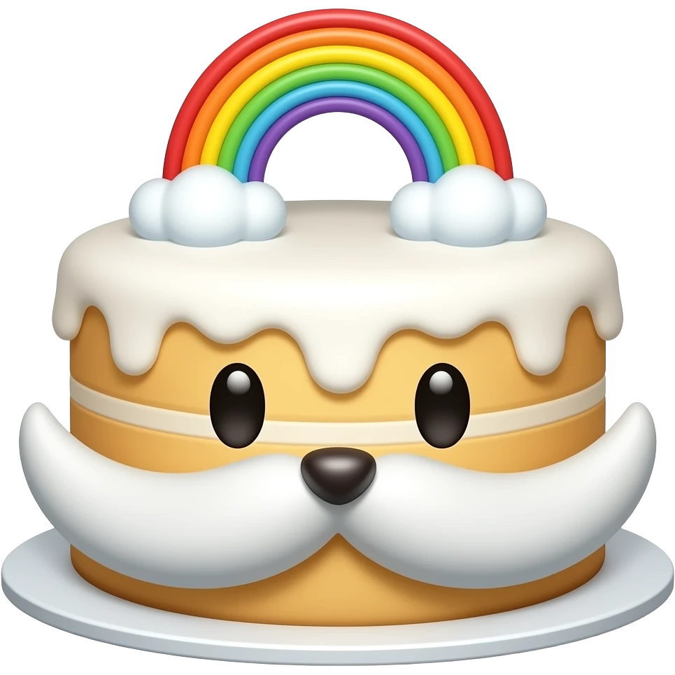 милый кексик с личиком и большими усами радужный emoji