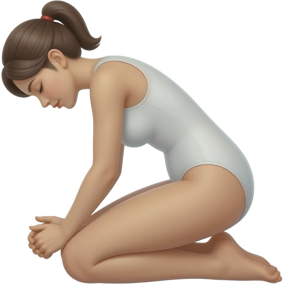 아무 것도 안입은 여성이 무릎을 꿀고 절하는 자세로 엉덩이를 보여준다 엉덩이 쪽으로 향해 emoji