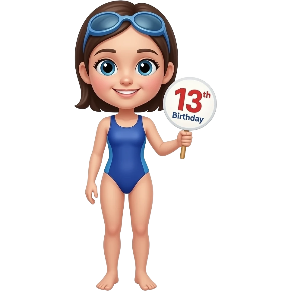 girl swimmer 13th birthday sign emoji
