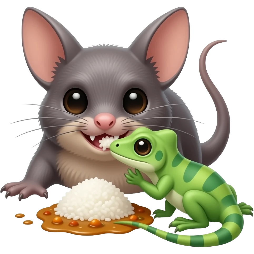 🦇🦎🥄🍚🍚🥄🍱🍱🥄🍛 动物吃食物 emoji
