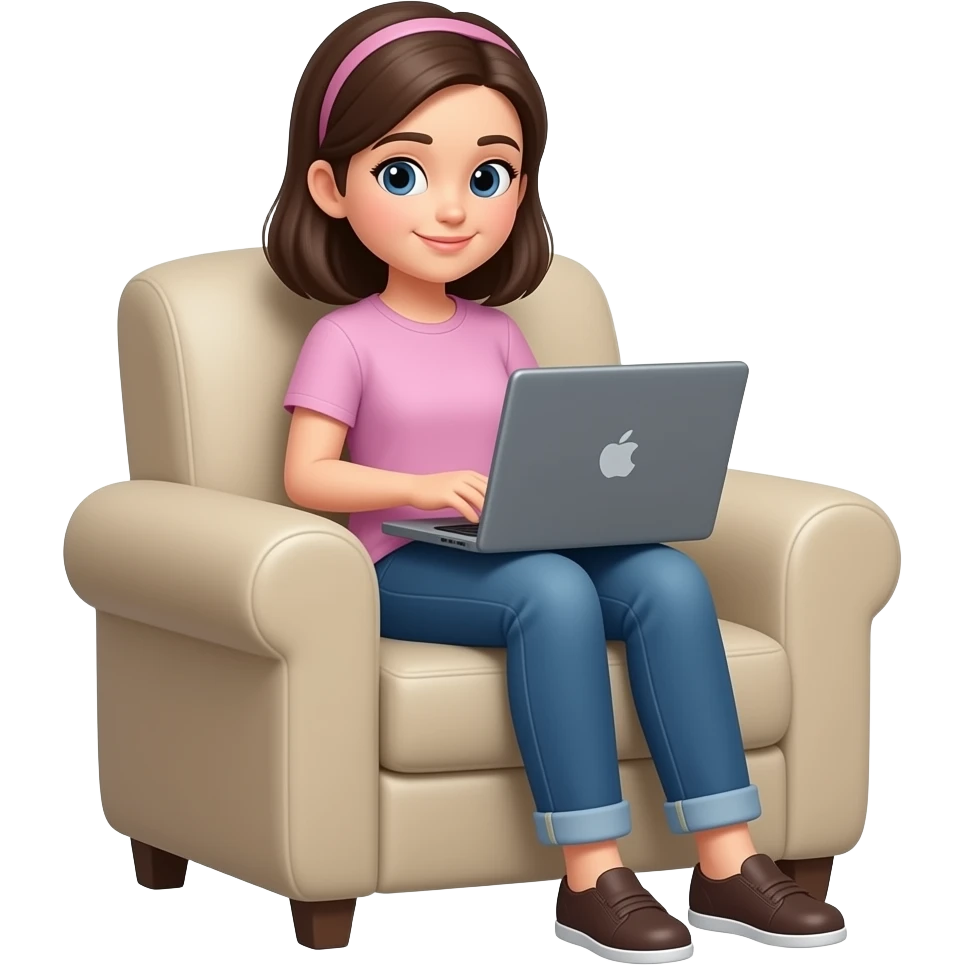 Девушка на лежаке с ноутбуком emoji