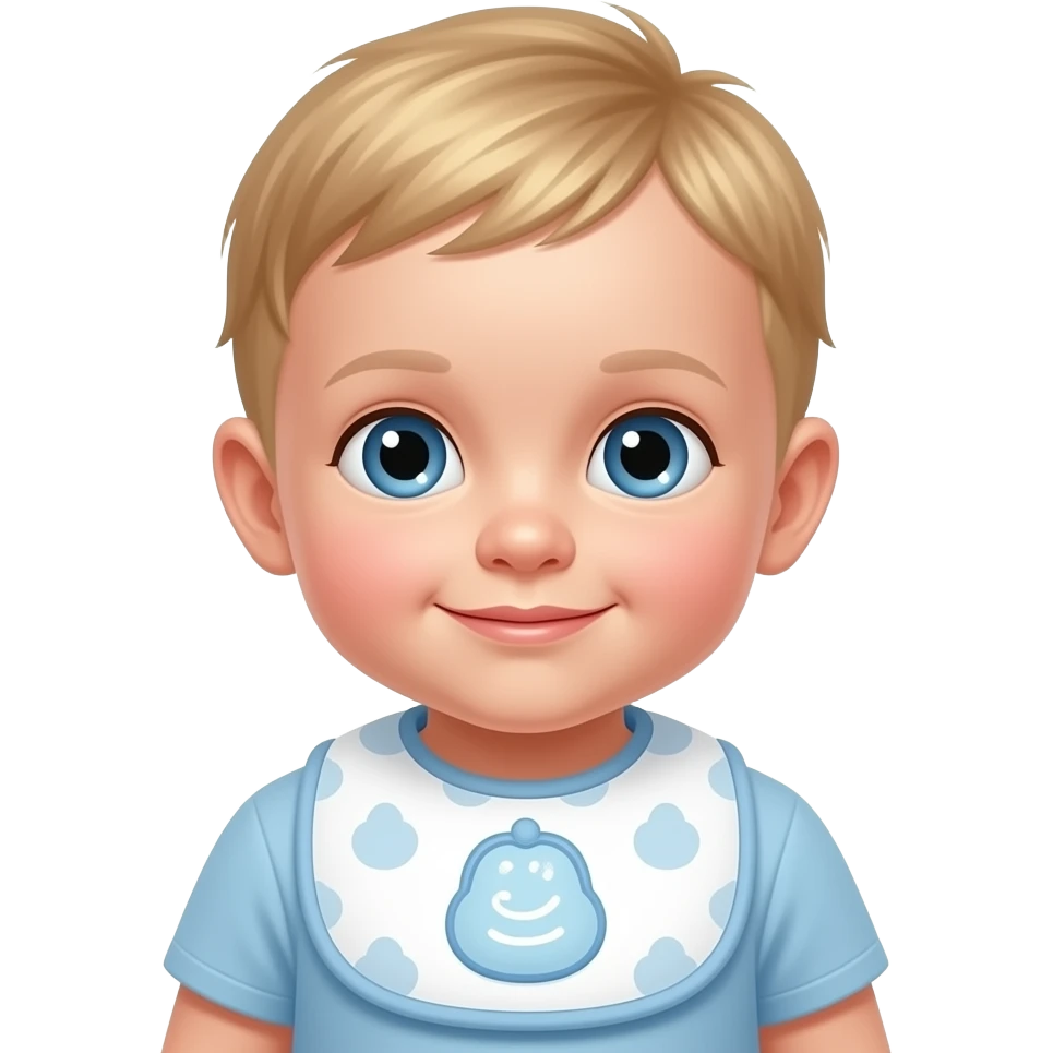 a baby boy blonde hair with a baby bib emoji