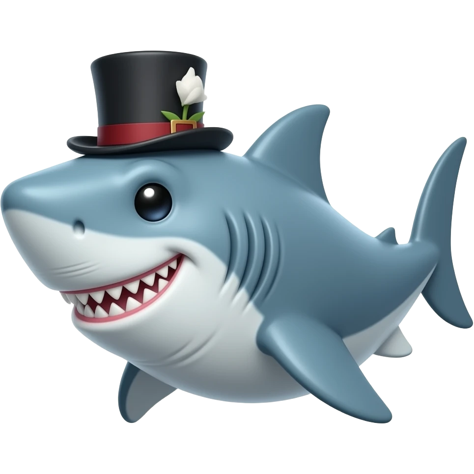 Shark with a top hat emoji