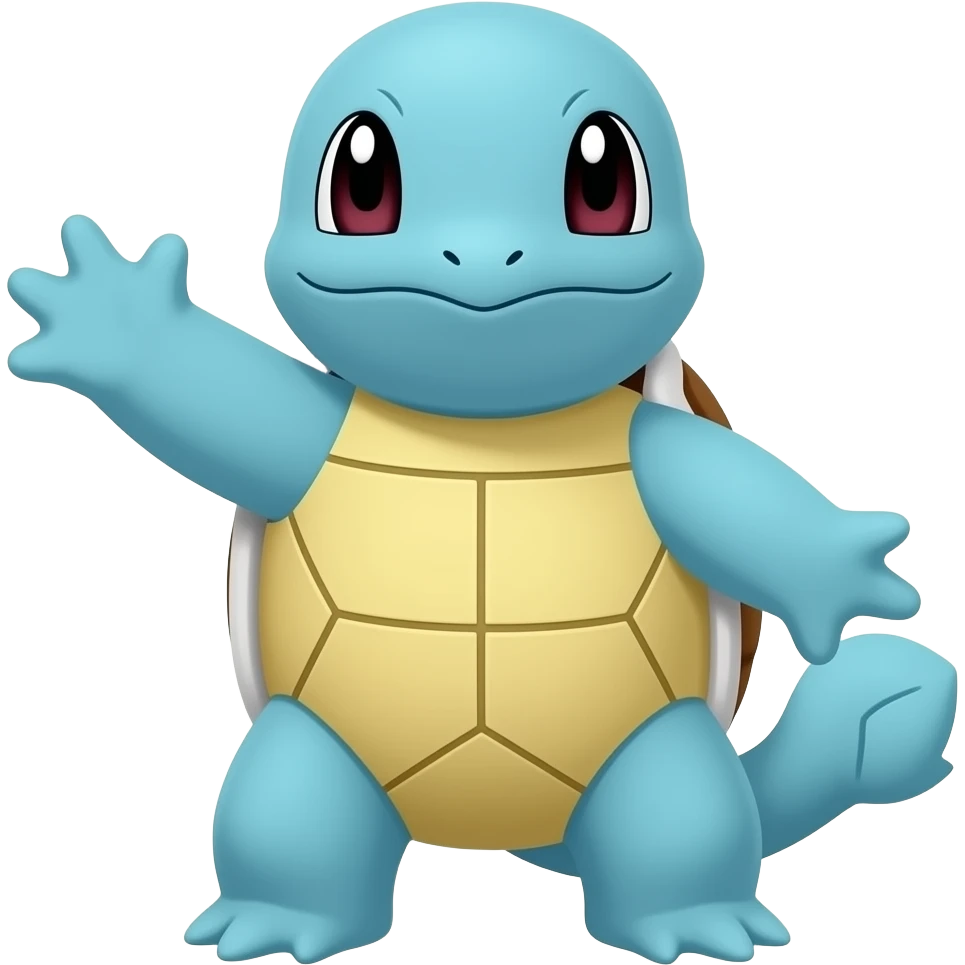 squirtle waving in anime style drawing 2d emoji