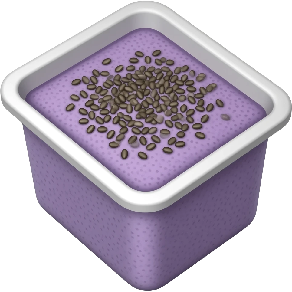 Purple Chia seed pudding Ina RECTANGLE  container, sponge form emoji