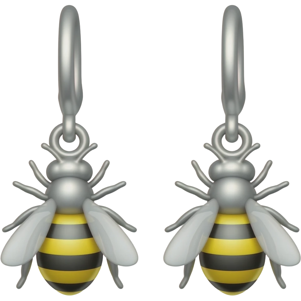 silver bee earrings emoji
