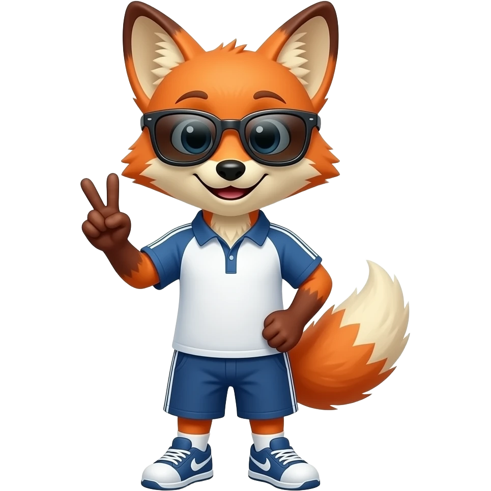 Fox doing a two hand peace sign, and wearing sunglass tennis fox emoji
