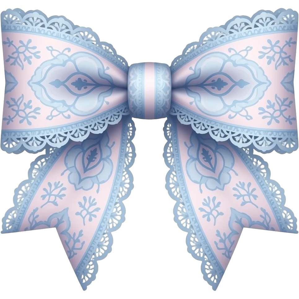 light pink ombre blue pastel with  bluebell rococo style pattern on bow lace coquette bow emoji