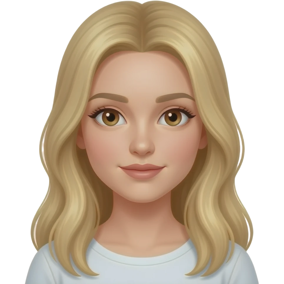 Girl with long blonde hair and brown eyes emoji | AI Emoji Generator