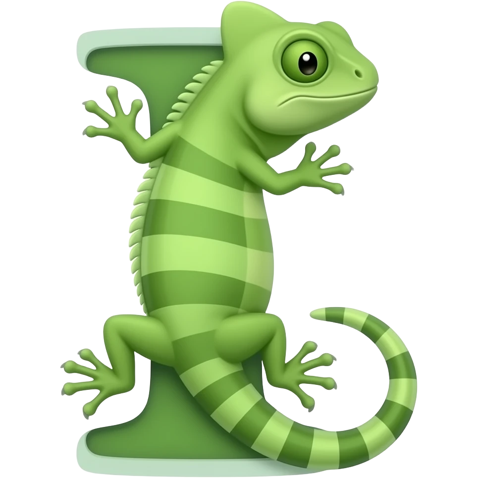Iguana turns to letter I emoji