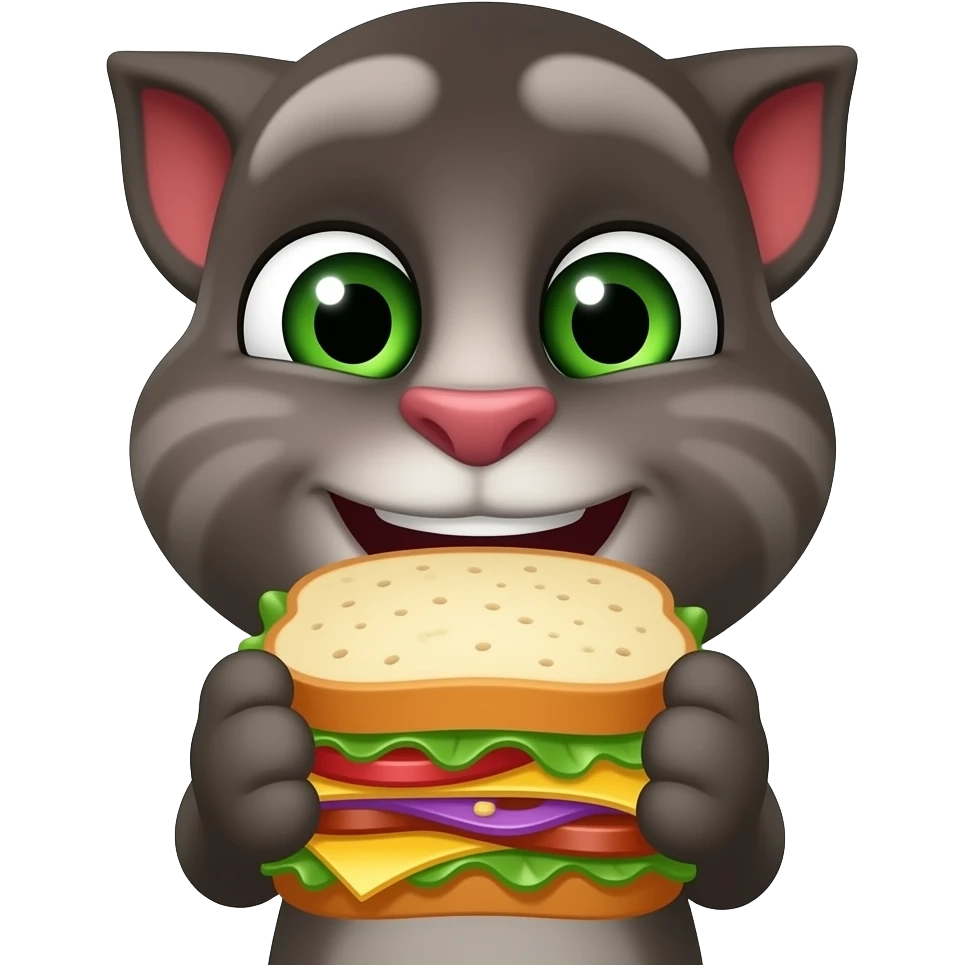 صد تاTalking TOM درحال غذا خوردن emoji
