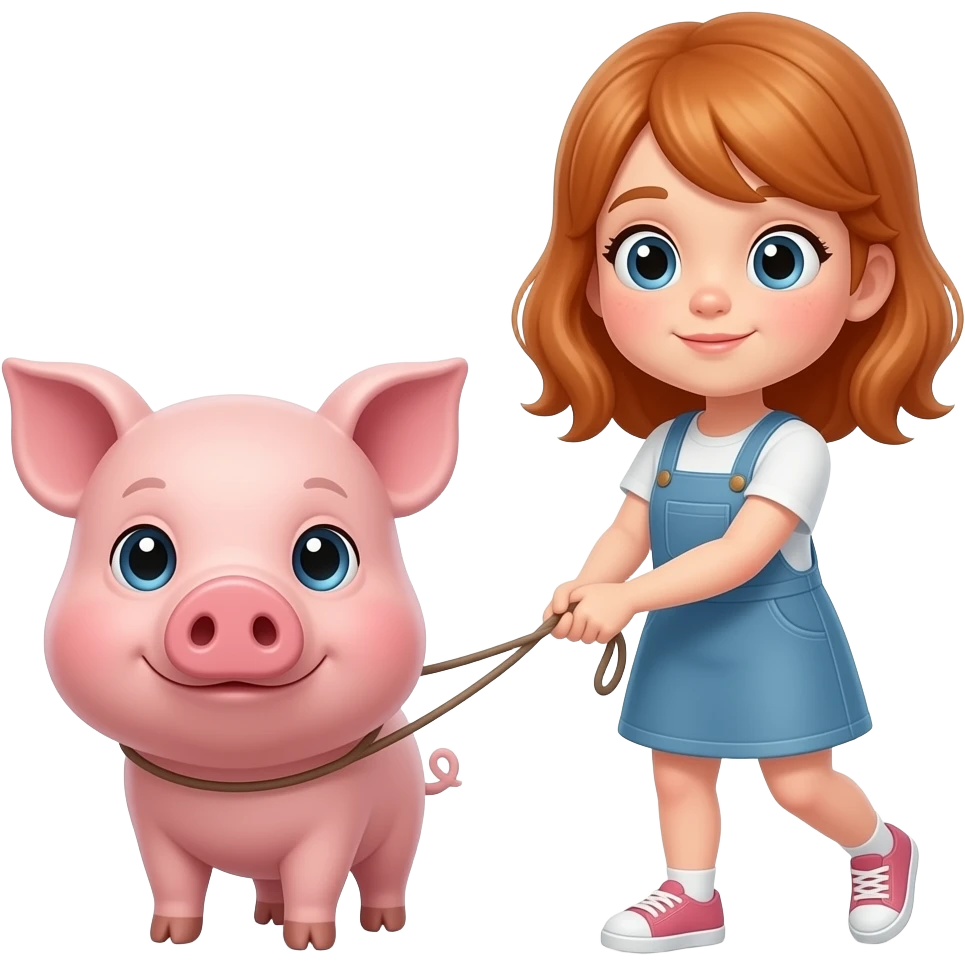 Crosseyed Ginger girl pulling a pig emoji