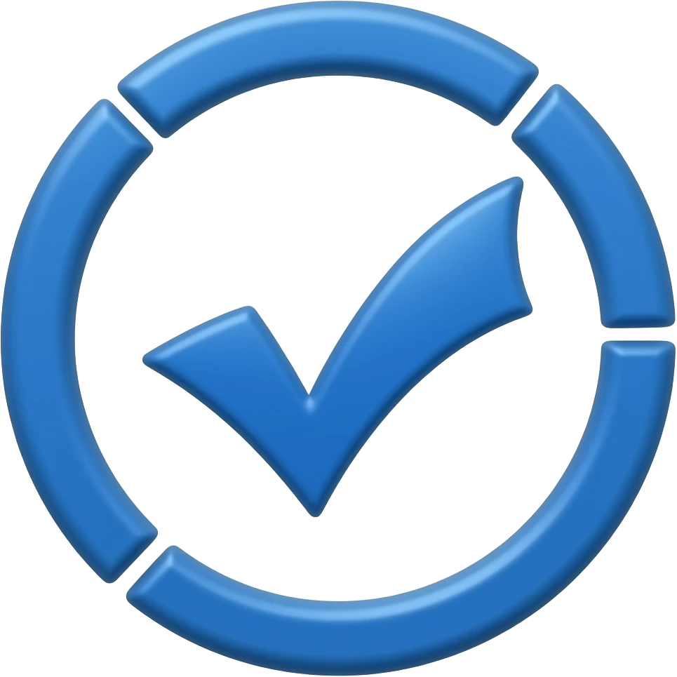 Tick mark ✅ In all blue fill with circular edge and points on circular edge all blue no white emoji