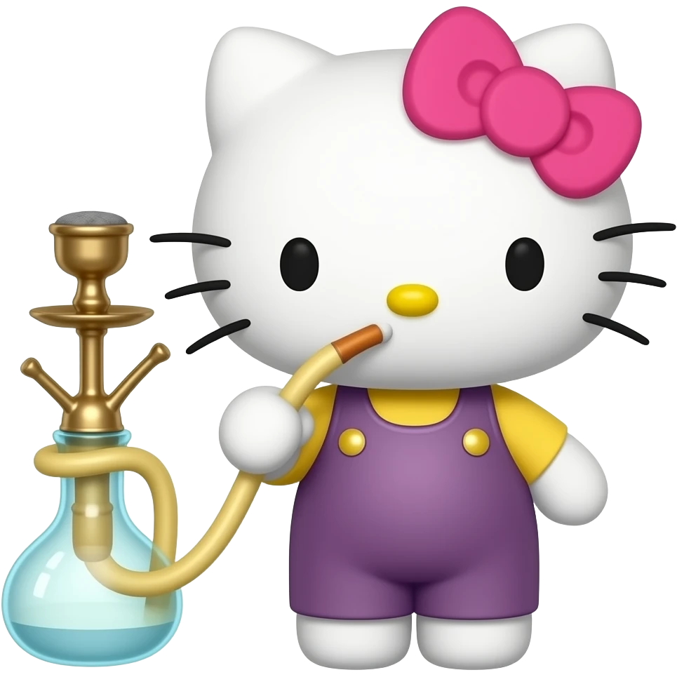Hello kitty smoking a hookah emoji