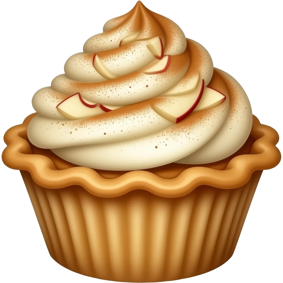 Apple pie cupcake with sliced apple & cinnamon dusting emoji
