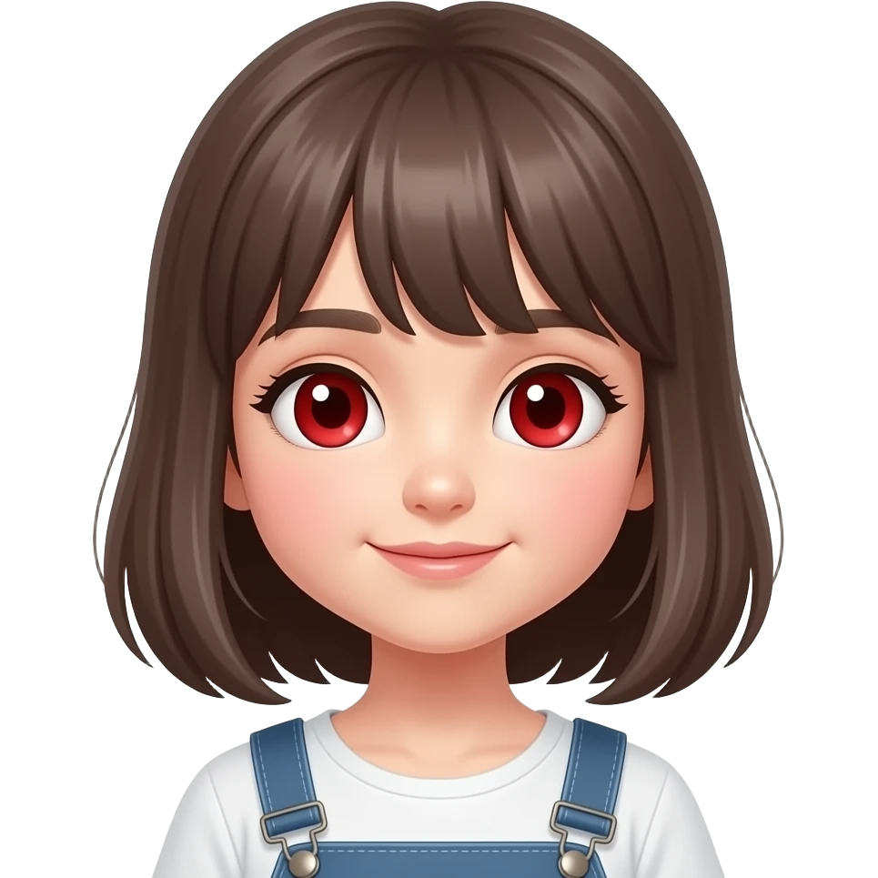 Cute girl and red eyes emoji