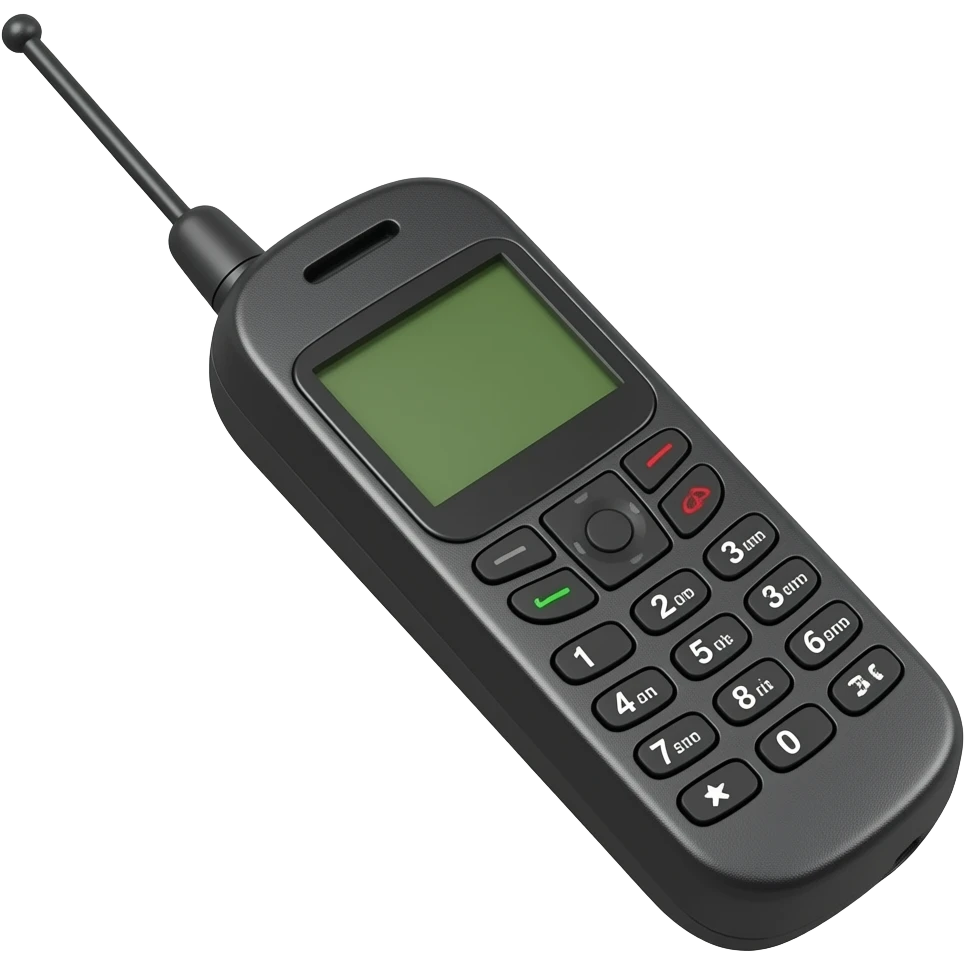 a 1980's chunky mobile phone with antenna emoji