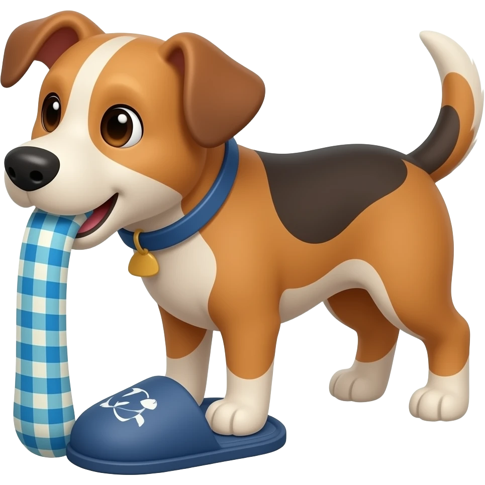 dog chewing slipper emoji