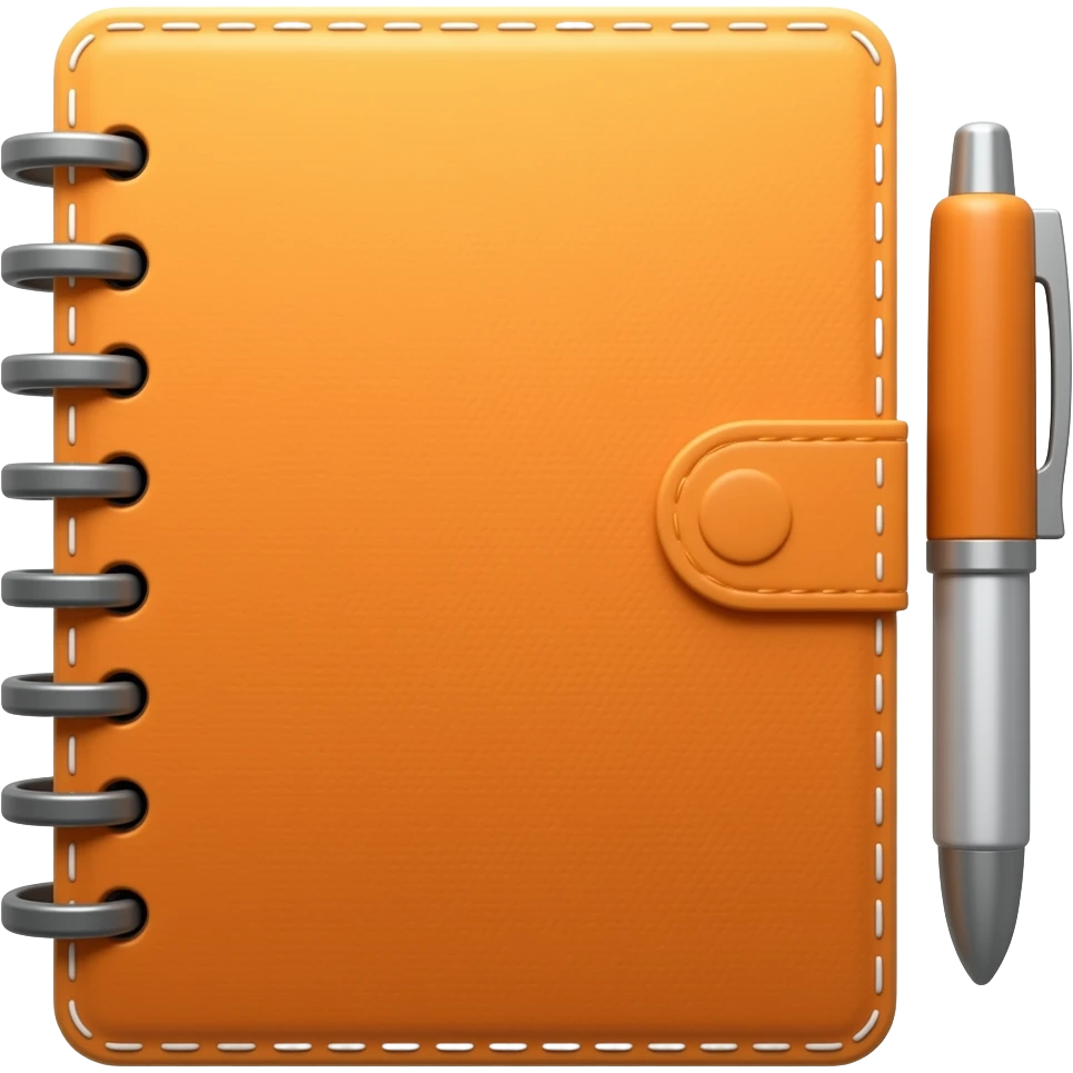 orange notebook and pen emoji