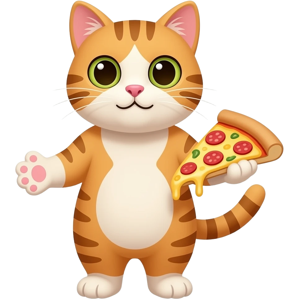 cat is holding a slice of pizza emoji