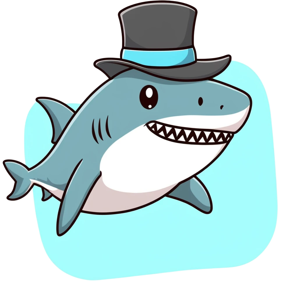 Shark with a top hat emoji