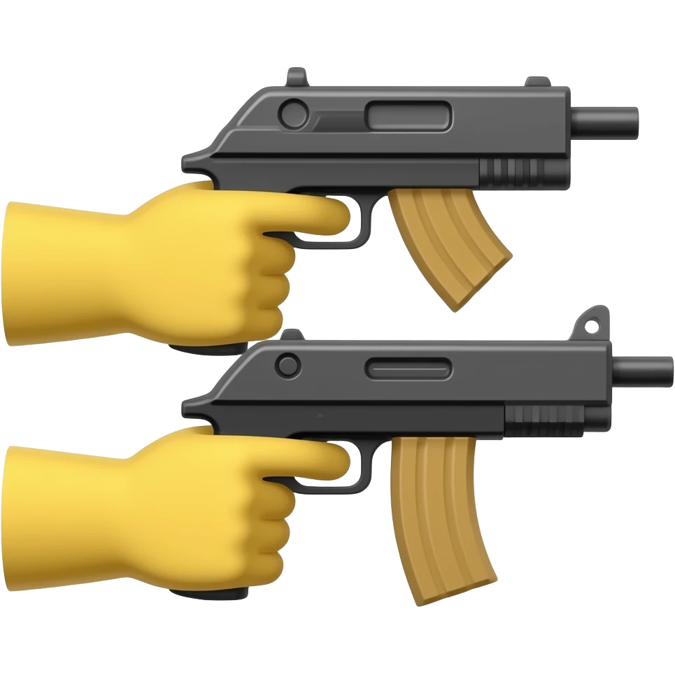 2 yellow hands holding a machine  gun emoji