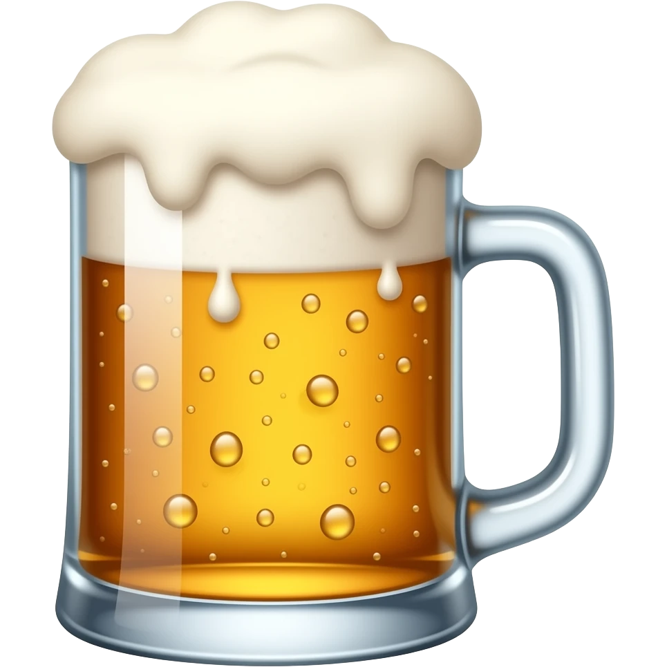 Create high-quality glossy emojis with a vibrant modern style.Make the emojis look premium, shiny, and eye-catching with bright highlights, smooth gradients, soft reflections, and glowing details. beer emoji emoji