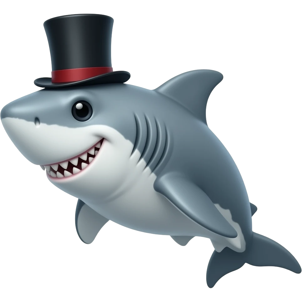 Shark with a top hat emoji