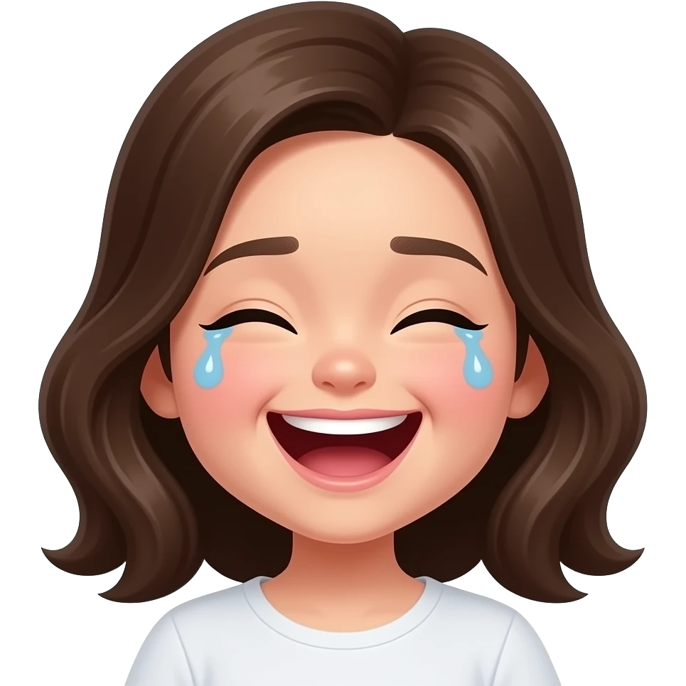 “cute girl laughing with tears, black and beige emoji aesthetic emoji