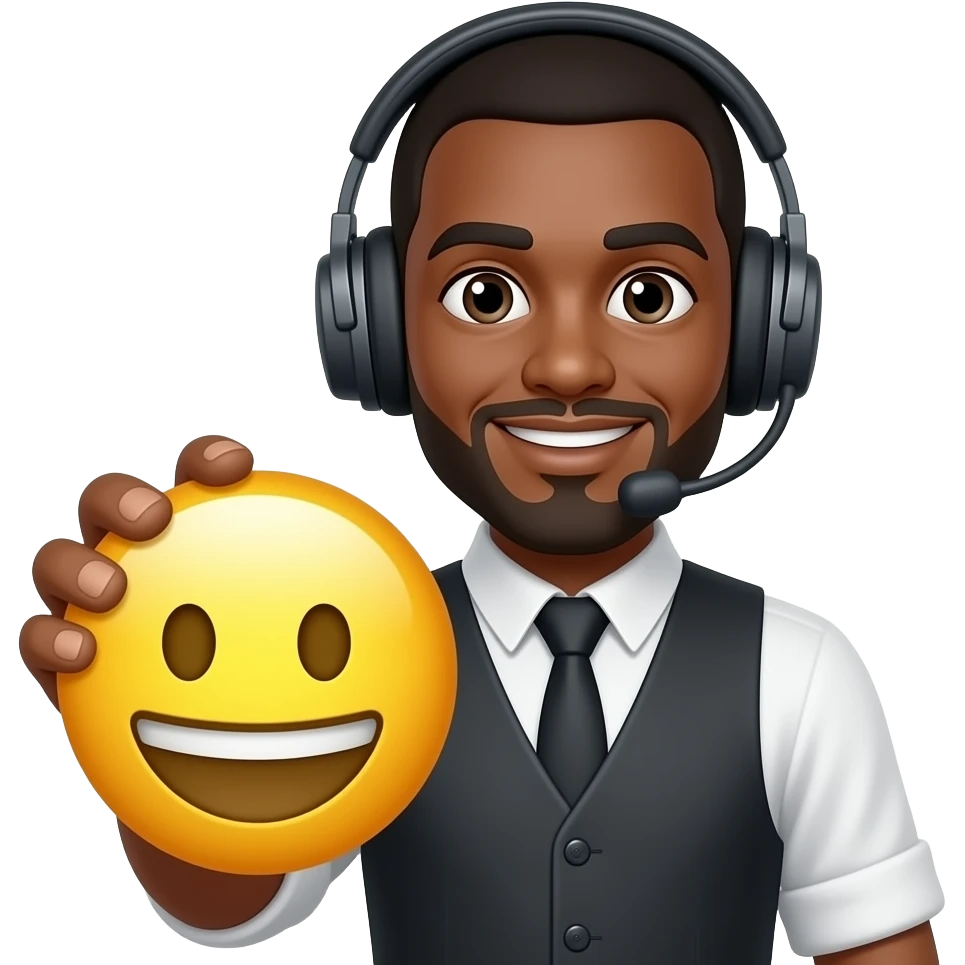 black bartender, headphone, emoji emoji