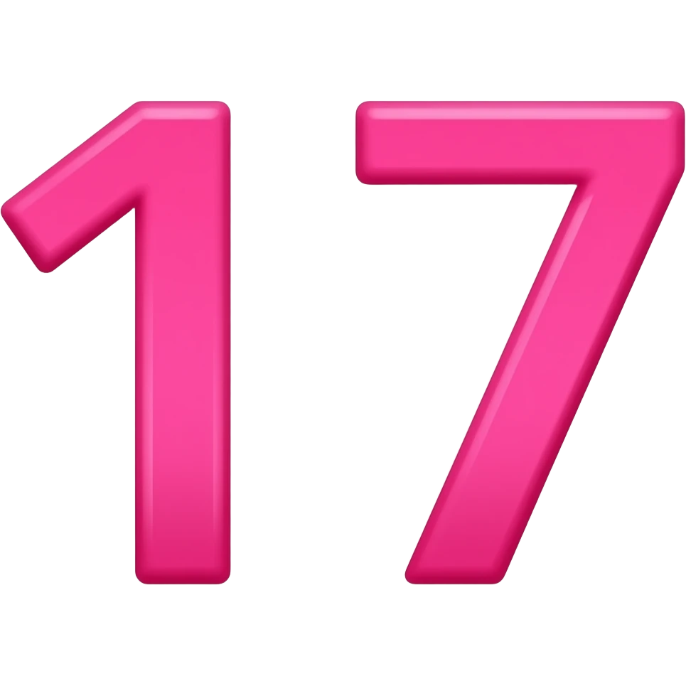 Цифра 17 с розовом шрифтом emoji