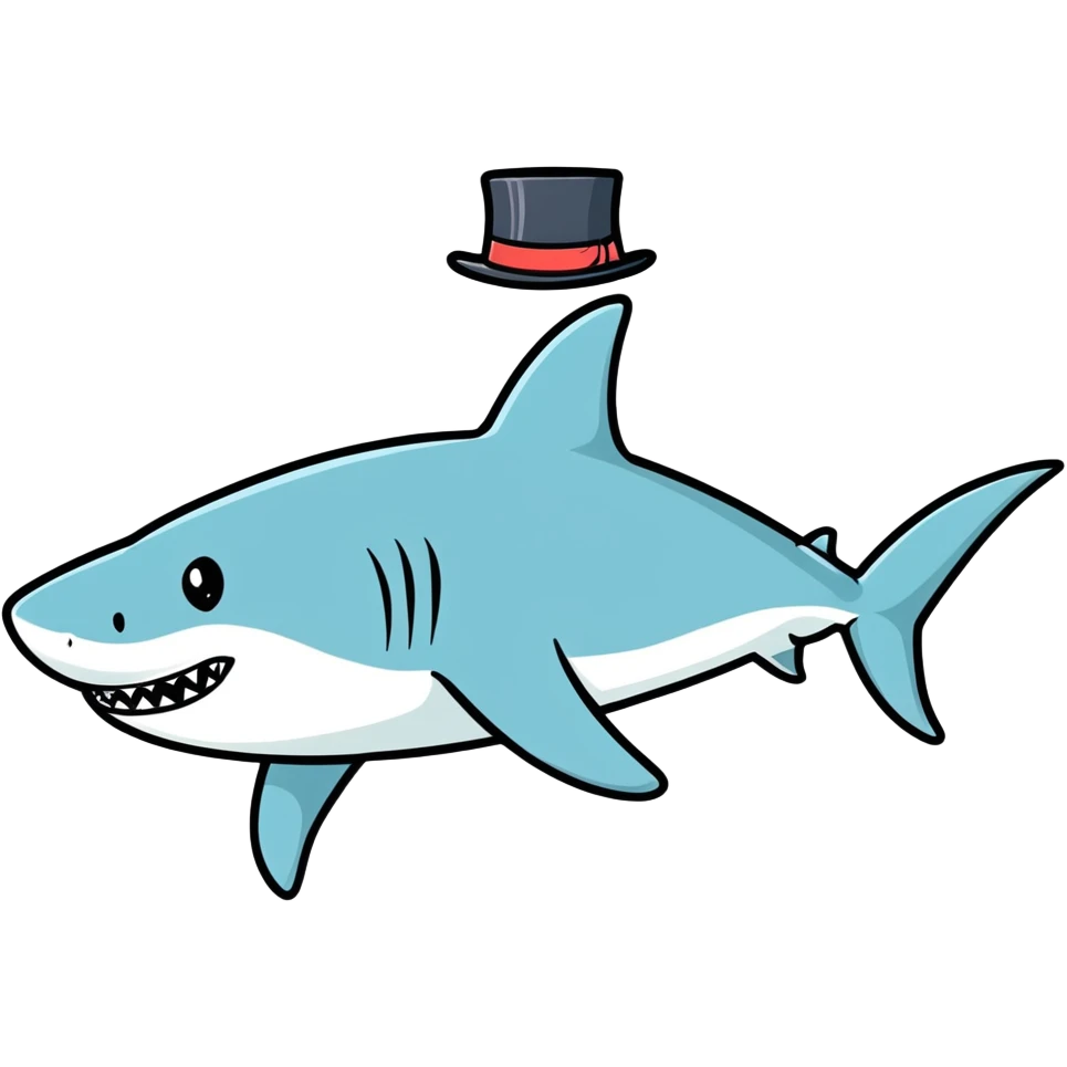 Shark with a top hat emoji