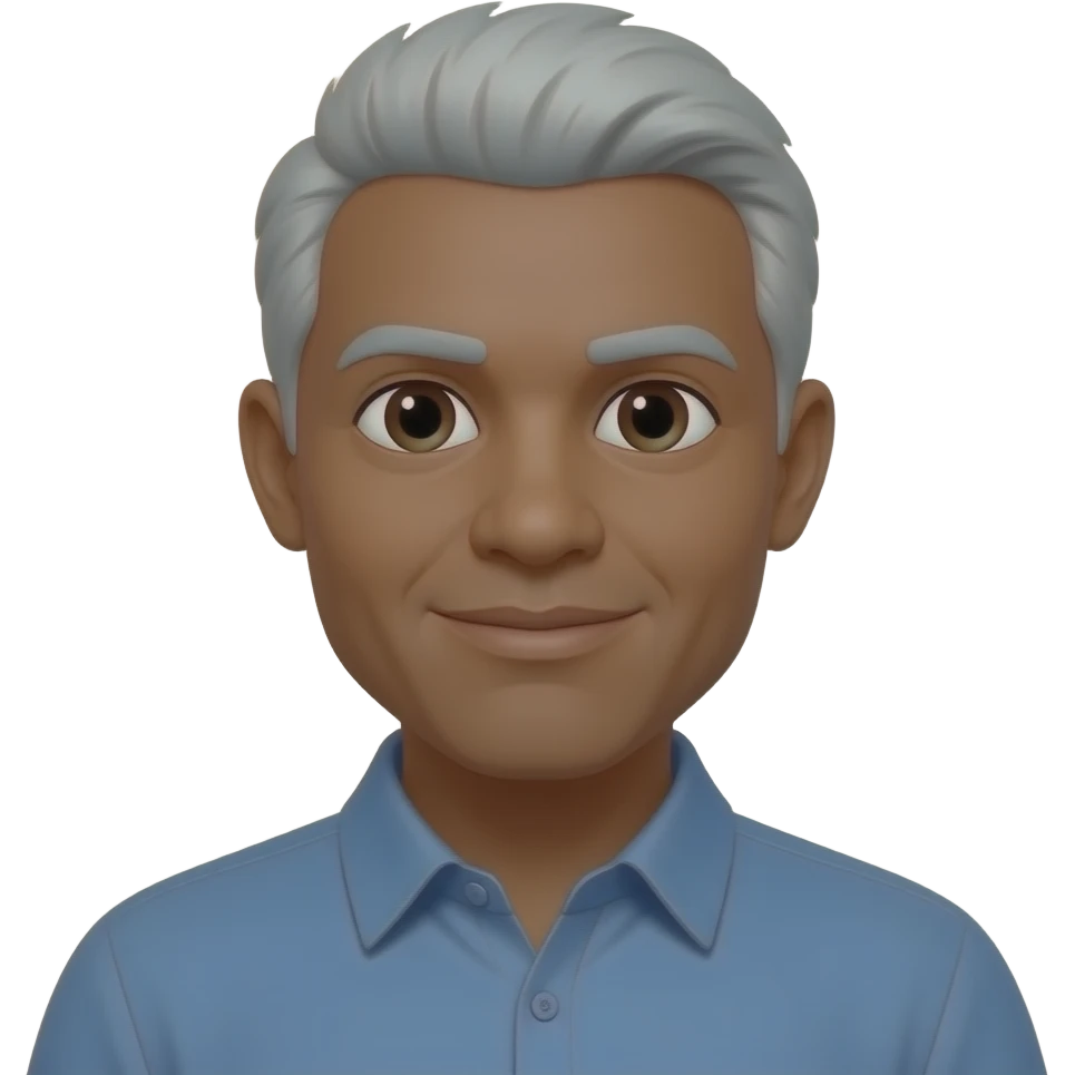 وجه اسمر شعر رمادي emoji