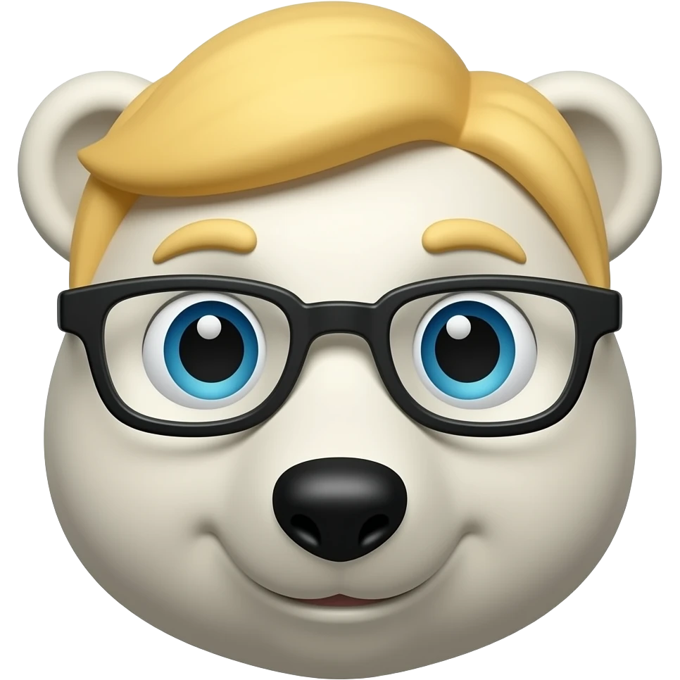 blond haired polar bear with glassess, just face emoji