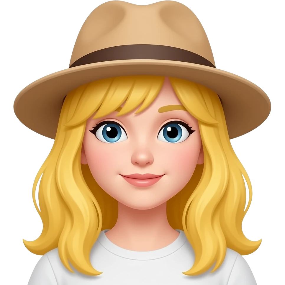 Niña de cabello amarillo sombrero emoji