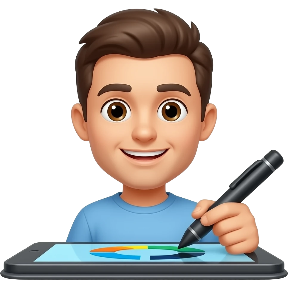 Графический дизайнер с планшетом и стилусом emoji