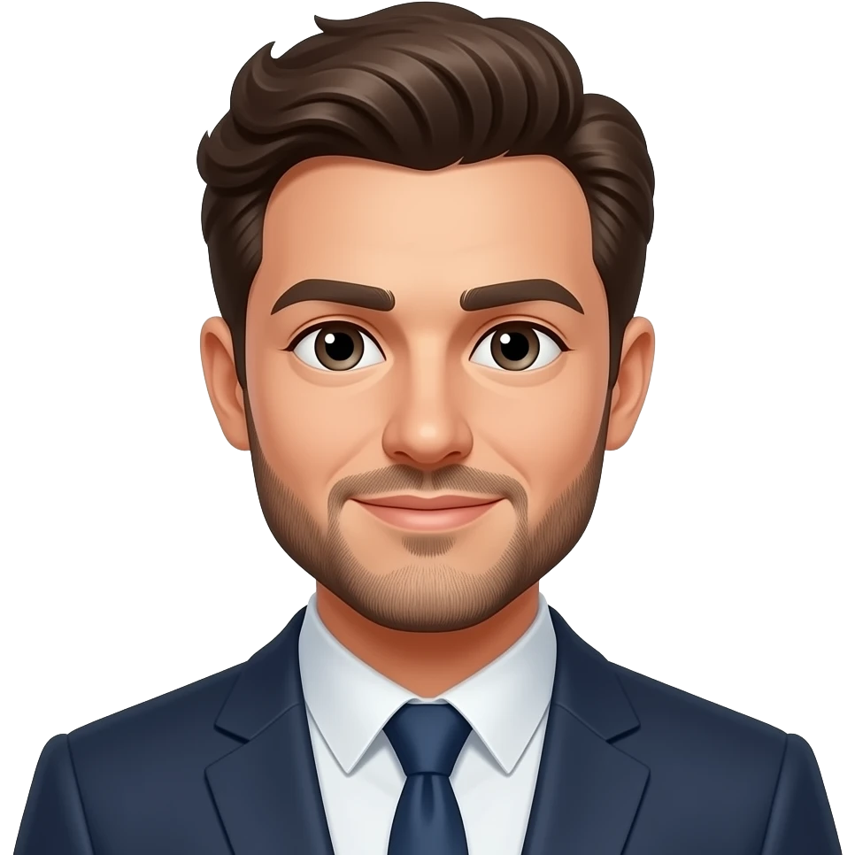 A business man with a short beard and wavy hair emoji