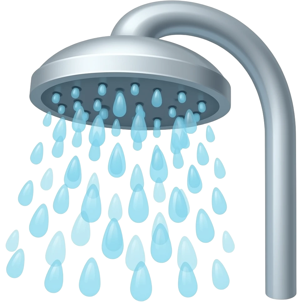 Cartoon shower: just the showerhead and water jets. The jets should be the color of water, slightly bluish. emoji