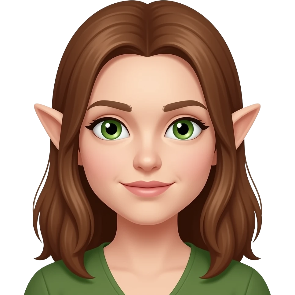 Elf woman's with brown hair green eyes emoji