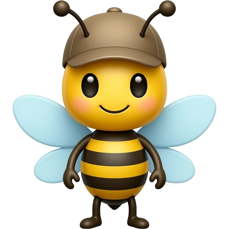 cute cartoon bee with worker hat emoji