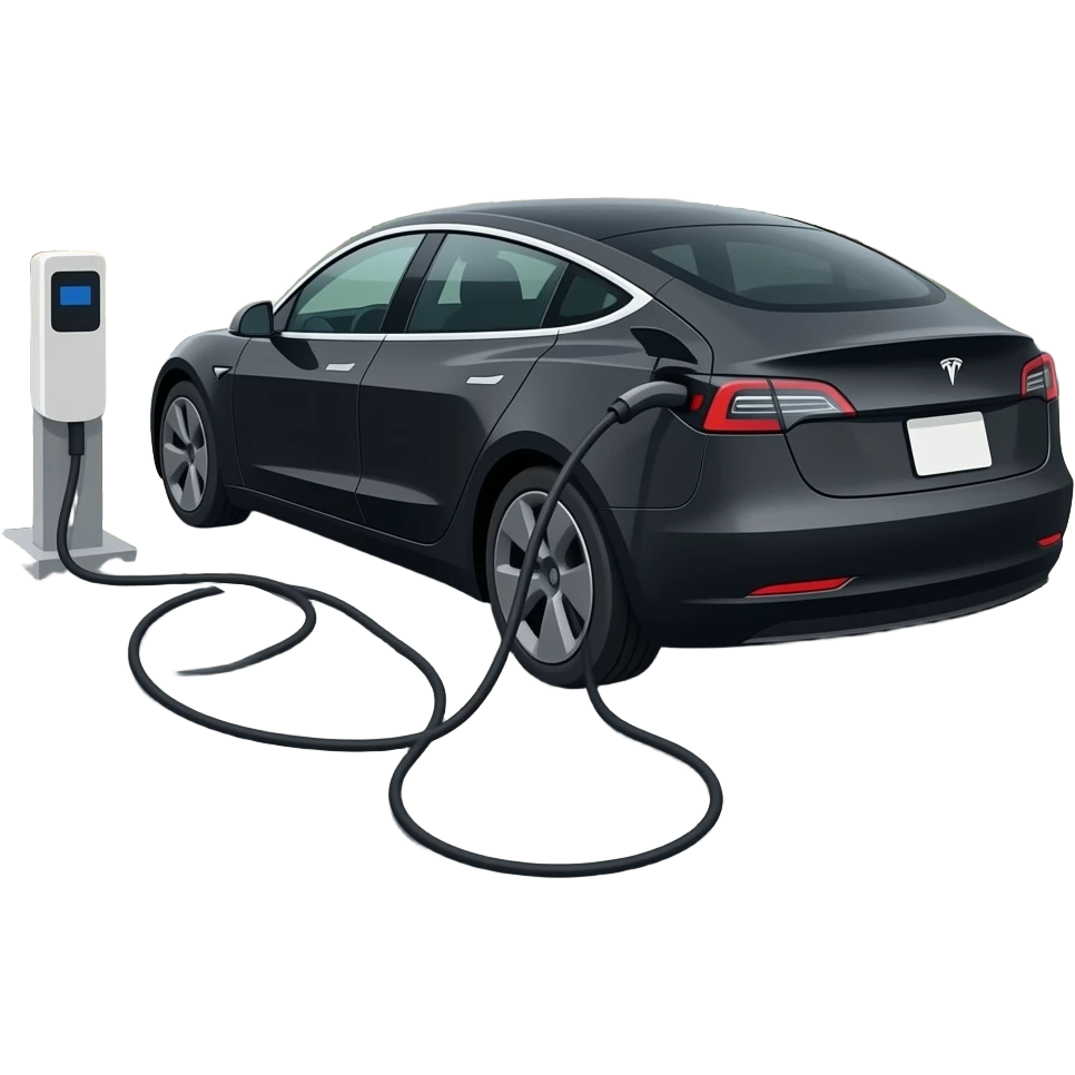 EV charger plugged into car emoji