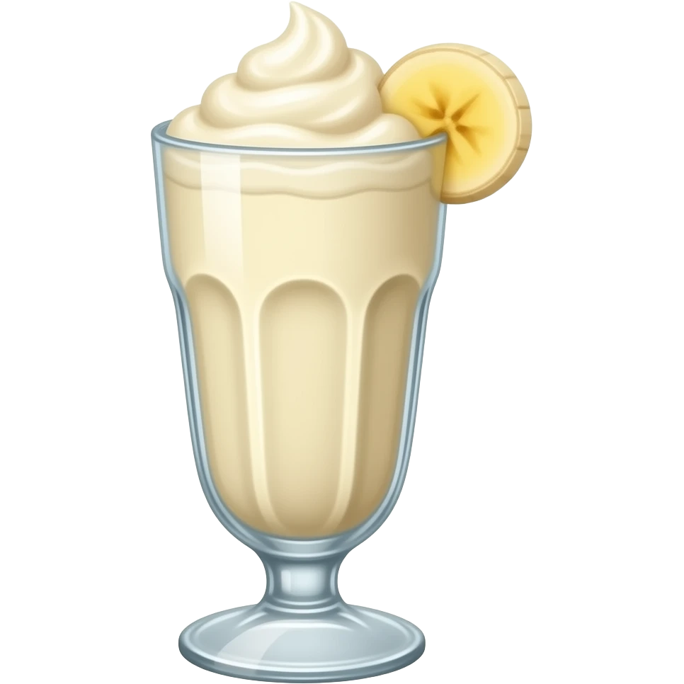 Banana Milkshake, old style milkshake glass, Banana slice garnish,  glass only emoji