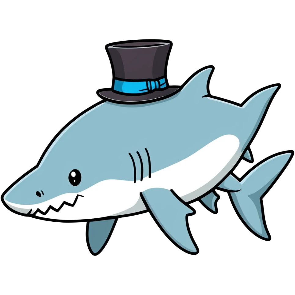 Shark with a top hat emoji