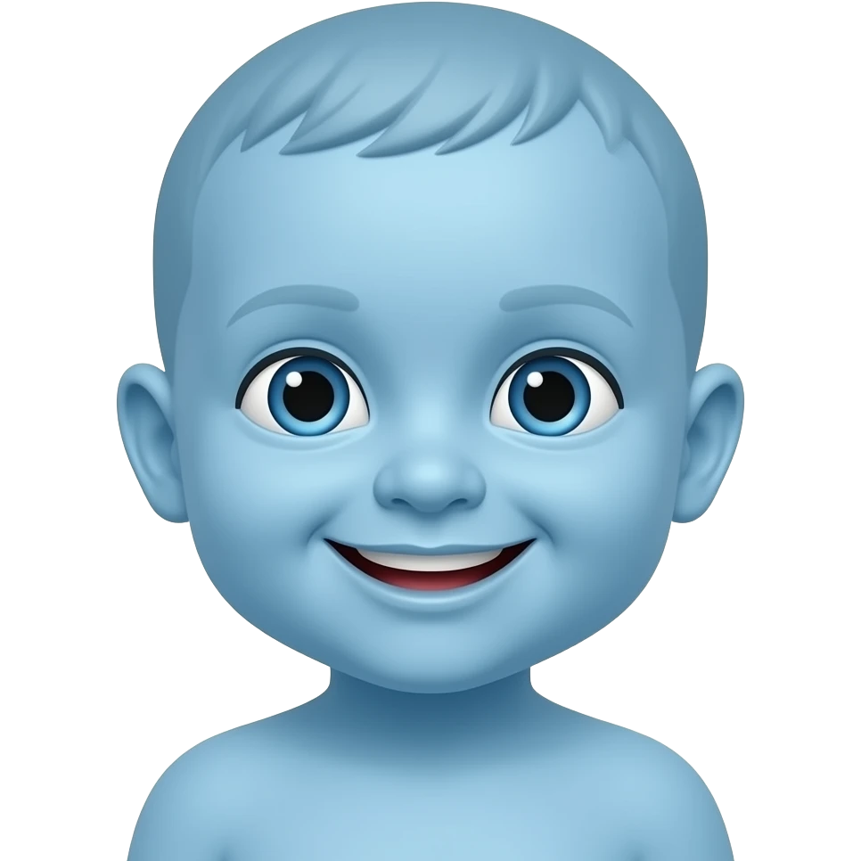 Realistic Smiling blue baby emoji