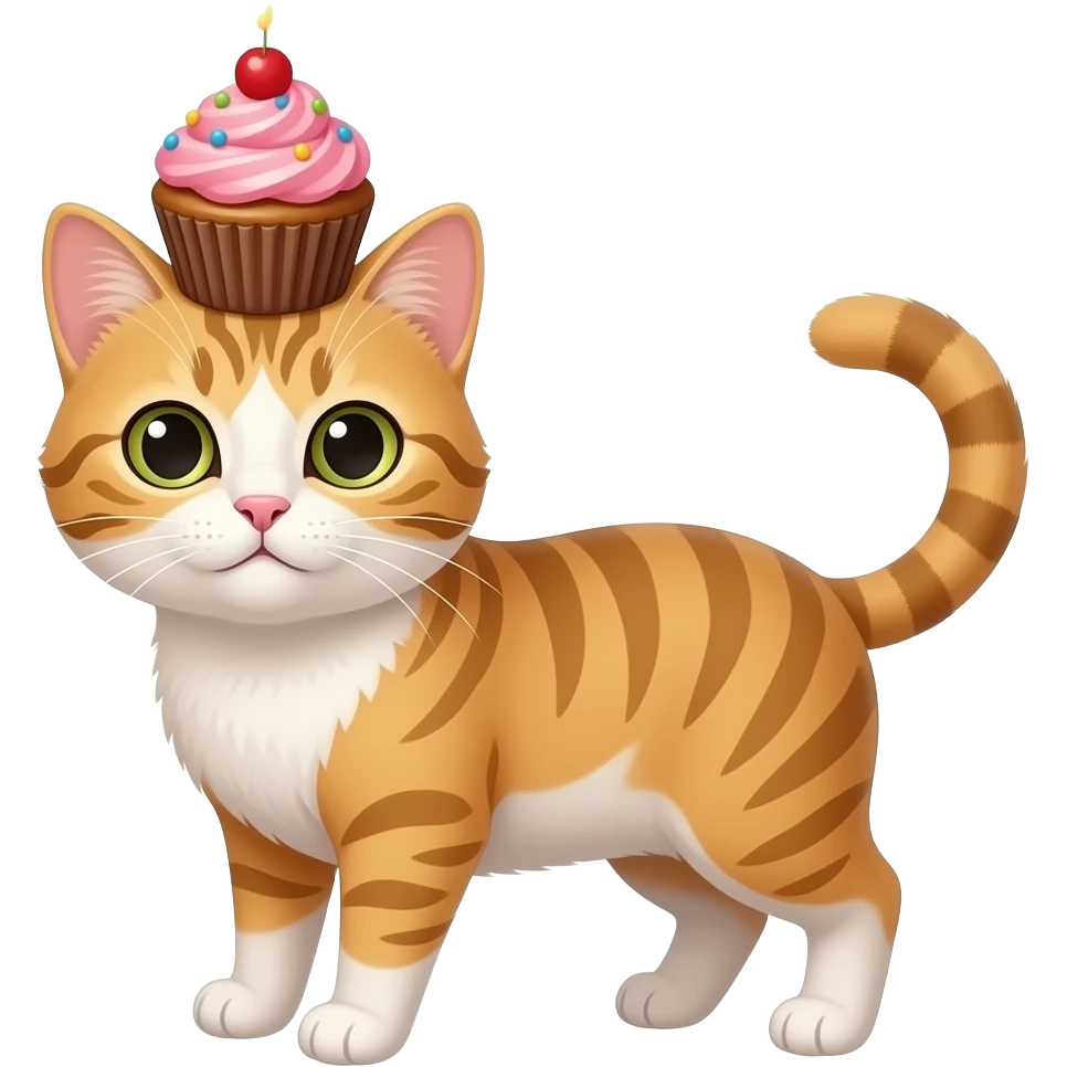 katze mit cupcake aud dem kopf emoji