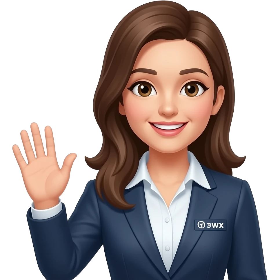 Operadora mujer saludando logo tipo fibra 360 emoji